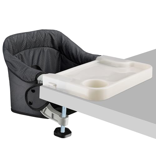 Image of Hook On Chair with Removable Dining Tray,Portable Table High Chair, Folding Baby Chair with Storage Bag for Indoor/Outdoor(Black)