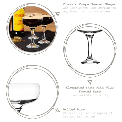 Coupe champagne et espresso martini lavable pour fête lot de 6