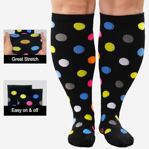 PUTUO Plus Size Compression Sock: Men Women Graduated Compression Stockings for Support Flight Travel Running Pregnancy Sports Edema Nurses Seniors 20-30 mmHg 2XL 1 Pair - Image 4