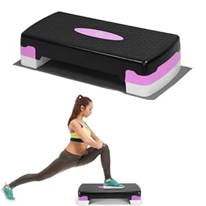Denny Shop 2 Level Adjustable Aerobic Fitness Yoga Step With Gym Exercise Training Guide Chart in 4 Colors