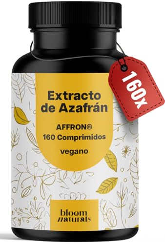 Azafran Integrador – 160 Comprimidos – Extracto de Azafrán AFFRON® – 30 mg por Porción Diaria – Vegano – Producido en Alemania – Analizado en Laboratorio