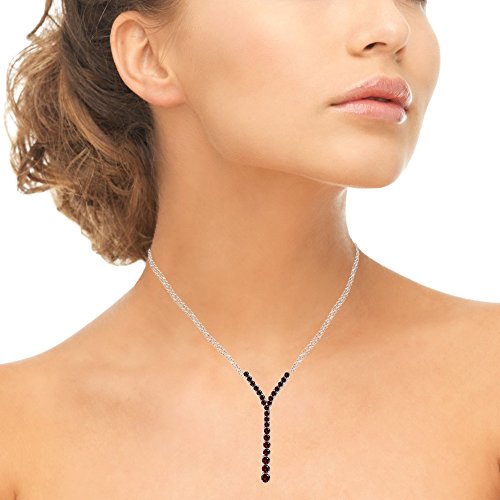 Sterling Silver Genuine or Created Gemstone Round Graduated Statement Lariat Y-Necklace2