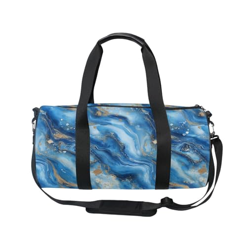 Blue Marble Sports Duffel Bag Full Print Polyester Barrel Gym Bag with Side Zipper Pocket, Detachable Shoulder Strap for Gym Sports Fitness and Short-Term Travel Use2