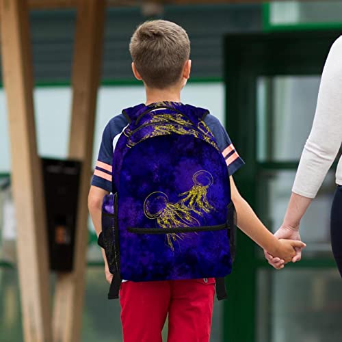 Sac à dos jaune méduse multicolore cartable enfant ado rigide - 6