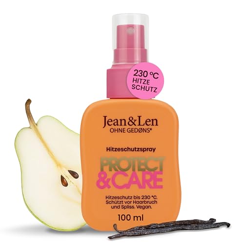 Jean & Len Spray protector térmico Protect & Care, protege hasta 230 °C contra rotura y puntas abiertas, cabello suave, sin siliconas ni parabenos, vegano, 100 ml