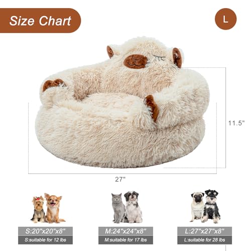 Jiupety Hundebett Flauschig in Kamelform, Donut Hundebettn Kleine Hunde, Orthopädisches Hundebetten Größe L (69 x 69 x 36 cm), Dog Bed Hundebett Waschbar, Hundehütte Indoor, Kamel