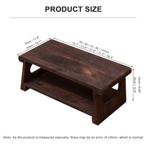 Table de sol portable en bois naturel carbonisé au design tatami authentique