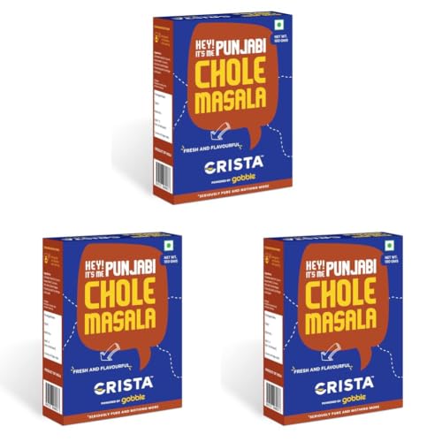Image of CRISTA Punjabi Chole Masala | Amritsari Channa Mixed Spice Blend | No Added Sugar | Vegan | Zero added Colours, Fillers, Additives & Preservatives | 100 gms (Pack of 3)