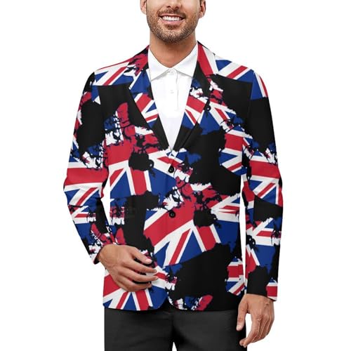 Flag Map of Canada United Kingdom Casual Men's Blazers Two Button Lapel Suits Jacket Lightweight Sport Coats