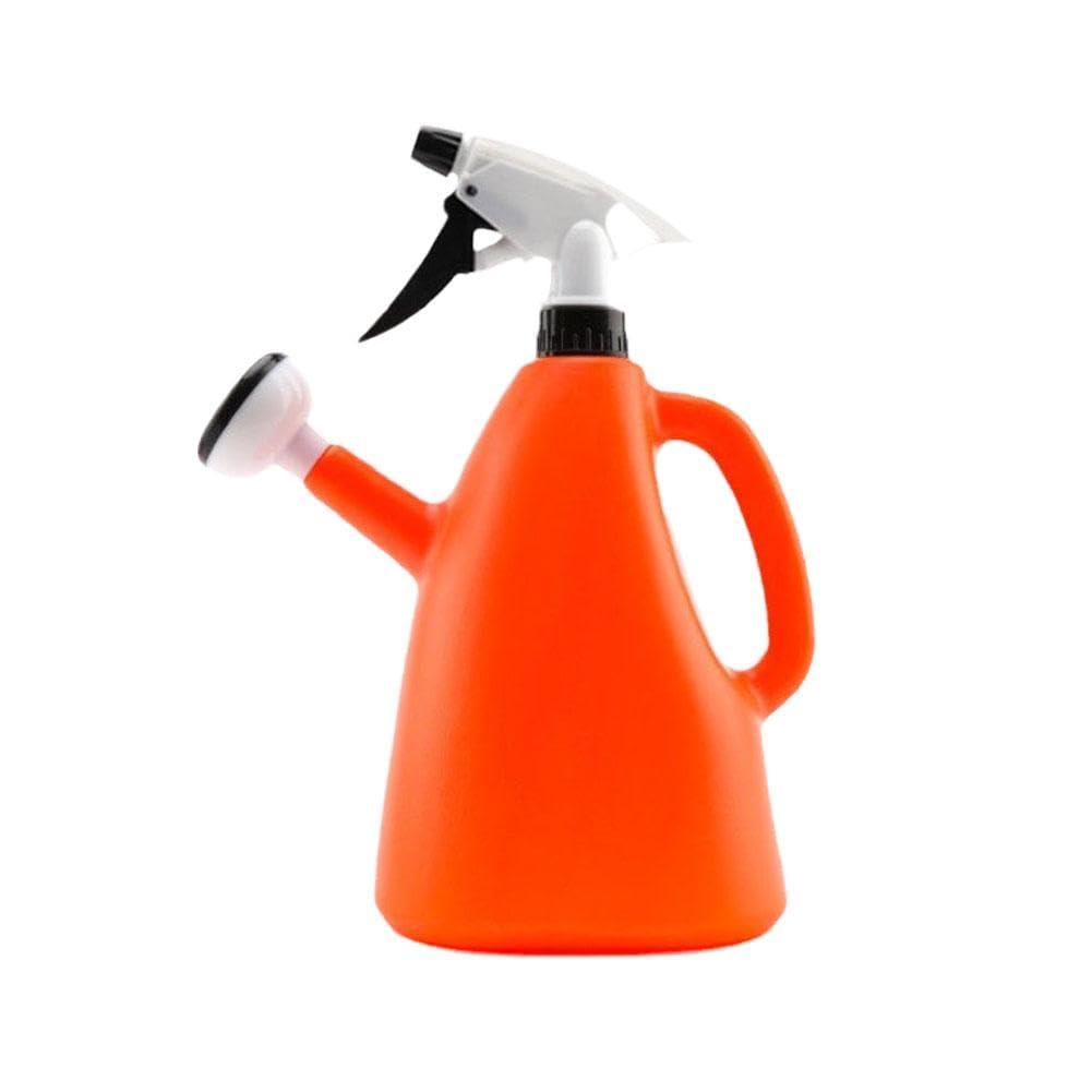 2 in 1 Watering Can with Spray, 2 in 1 Plastic Plant Watering Can with Sprayer, Multifunctional Garden Sprayer Leakproof Watering Can Water Spray Bottle for Garden Indoor Outdoor Plants, 1L (Orange)