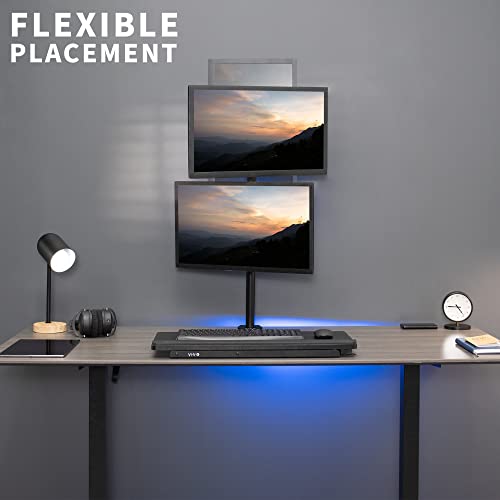 Vivo Dual Lcd Monitor Desk Mount Stand Heavy Duty Stacked, Holds Vertical 2 Screens Up To 32" (Stand-V002T) #TOP6