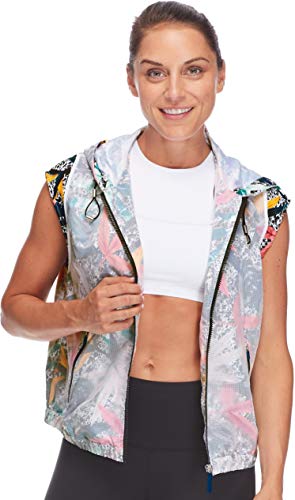 Body Glove Active Women's Anna Cap Sleeve Zip Front Activewear Vest, Firestone Black, Medium