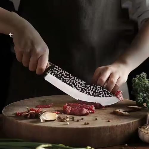 Image of ECOBSY Stainless Steel Serbian Chef Knife - High Carbon Clad Steel Unagisaki Butcher Cleaver, Full Tang Kitchen Chef Knives Professional Kitchen Cleaver for Slicing & Chopping