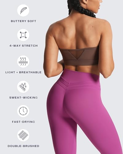 Image of Aoxjox Women's Workout Strapless Bandeau Mesh Bras Training Fitness Running Yoga Crop Tank