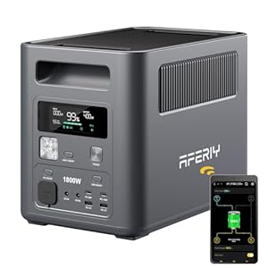 AFERIY 1800W Tragbare Powerstation, 1024Wh LiFePO4 & 1Std Schnellladung Solargenerator, <10ms USV, 9 Ausgänge, mit APP, BMS, Reine Sinuswelle 230V, für Outdoors Camping/RV/Garten/Notfall 【2026 Neue】