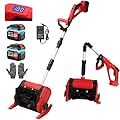 Cordless Snow Shovel, 21V | 12-Inch | 4.5 Ah Cordless Snow Blower, Foldable Electric Battery Powered Snow Removal Machine, 20ft Throwing Distance, Plows 300lbs/min (2 Battery & Quick Charger Included)
