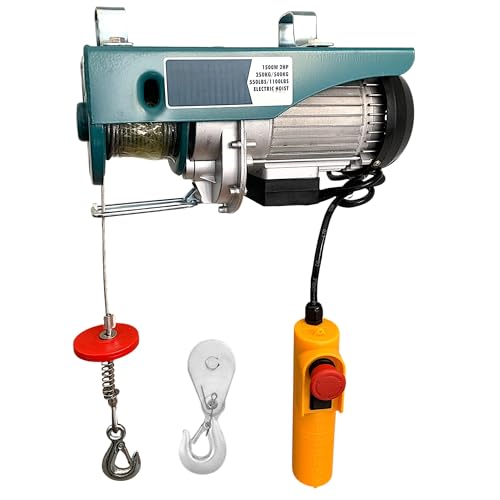 Argano Paranco Verricello Montacarichi Elettrico Portata Carico 125/250Kg 800W 1HP Cavo in Acciaio 18m Velocità di Sollevamento Fino a 10m/min Telecomando Cablato per uso Domestico e industriale