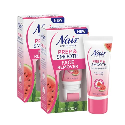 NAIR Prep &amp; Smooth Face Exfoliating Depilatory Cream for Women - Effective Hair Removal for Smooth Skin with Hyaluronic Acid,1.76 oz,(Pack of 2)