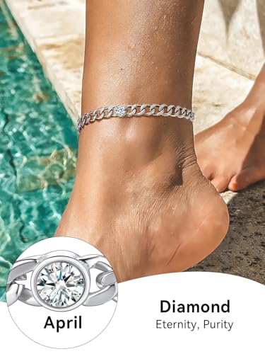 ChainsHouse Women Anklets Ankle Bracelets, Stainless Steel Cuban Link Anklet Feet Jewellry Men Chain for Summer Beach, Silver/Gold Plated/Black - Image 5