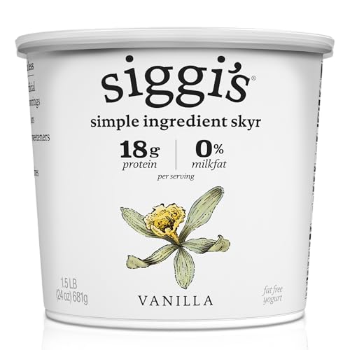 siggi’s Icelandic Strained Nonfat Yogurt, Vanilla, 24 oz. – Thick, Protein-Rich Yogurt Snack
