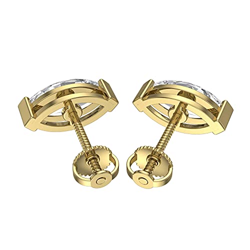 Jewelszilla 2Ct Marquise Stud Earrings For Women Hypoallergenic 14K Yellow Over Sterling Silver Earrings Prong Set Cubic Zirconia Gifts For Women Men #TOP3