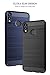Asuwish Phone Case for Huawei Honor 8X with Tempered Glass Screen Protector Cover and Cell Accessories Soft TPU Silicone Rubber Slim Thin Protective Hawaii Honor8X Women Men Carbon Fiber Navy Blue