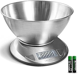 CROWNFUL Digital Food Scale with Bowl,11lb/5kg Kitchen Scales Digital Weight Grams and Ounces