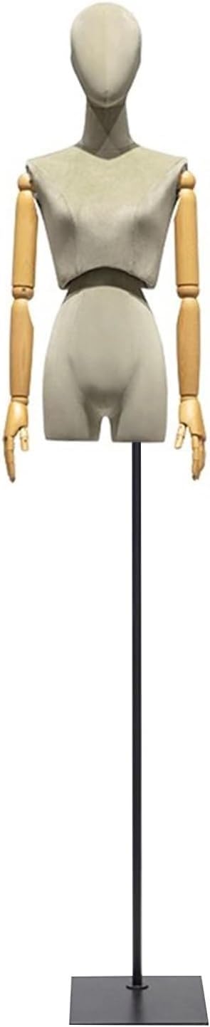 CONGRUI Clothing Store Showcase Female Body Retail Mannequins Velvet Torso Adjustable Height 83 96 in Manikin Detachable(Green Black)