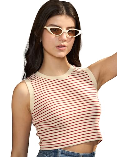 Image of barcino Women's Solid Slim Fit Crop Top