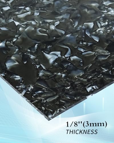 Image of TOEPODO Pearl Mineral Crystal Acrylic Sheets 1 /8 Thick Cast Acrylic Opaque Plastic Panels for Laser Cutting Crafting DIY Home /Festival Decore(3, Black, 8x12inch)