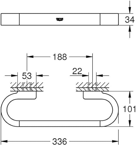 Miniatura 3 de Grohe 41064000 Selection Barra de agarre de 12 pies, cromo Starlight