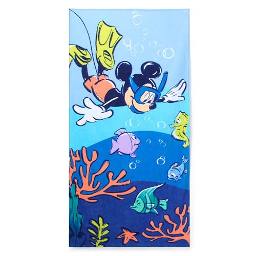 Disney Store Official, Mickey Mouse, toalha infantil para praia, piscina ou banho, algodão macio de secagem rápida, H150 x W74 cm
