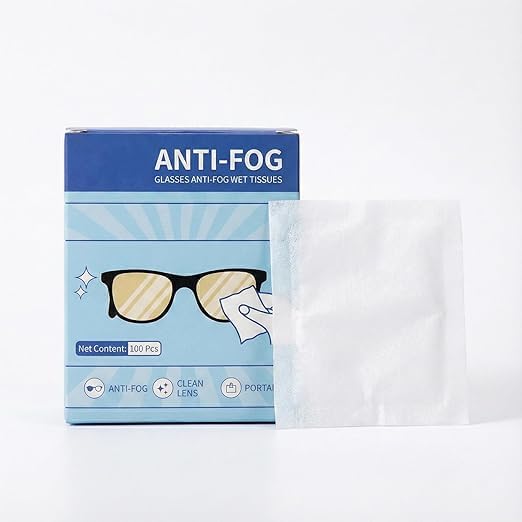 100Pcs Anti-Fog Lens Cleaning Wipes – Individually Packaged, Pre-Moistened for Crystal-Clear Glasses, Screens, and Camera Lenses