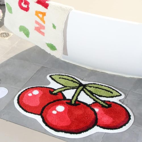 Image of AAZEEM Mat Rugs Non-Slip Abstract Bath Rugs Cute Mat Washable for Tube|Rectangular Door Mat for Home |Drawingroom |Easy Clean Indoor and Outdoor Floor Mat |Super Absorbent |Cherry|16 inchx24 inch & 20 inchx32 inch |