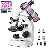 Portable Microscope Kit, Binocular Compound Microscope W/Electronic Eyepiece,6000x/10000x/20000x Dual Focus/Mechanical Stage (20000X)