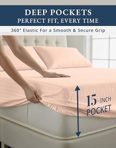 Image of LANE LINEN Brown Sheets King 100% Egyptian Cotton Sateen - Veiled Rose | King Top Sheets Only - 4-Piece Set, For A Luxurious Night's Sleep, For Guests And Everyday Use, Guest-Ready Comfort