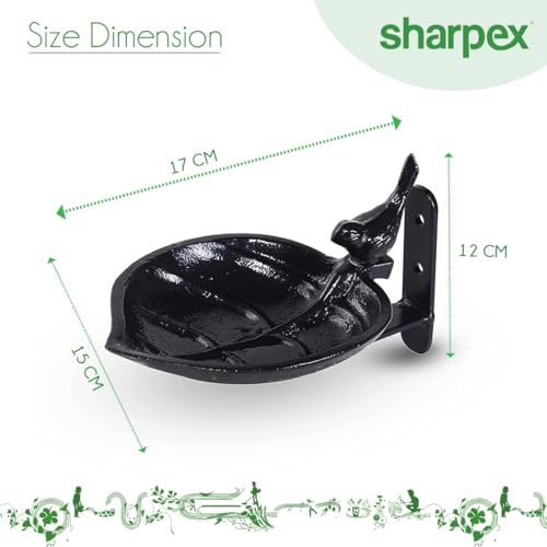 Image of Sharpex Sturdy Steel Plant Hanger Bird Bath or Feeder, Cast Iron Wall Mount Bird Feeder Great for Attracting Birds (Black, 1)