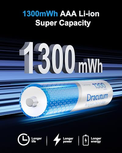 Image of 8-Pack AAA Rechargeable Batteries Lithium 1.5V 1300mWh Triple A Battery