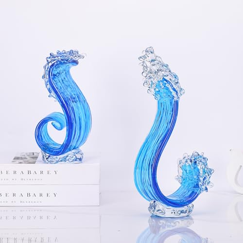 Escultura de vidrio azul para decoración del hogar miniatura 5