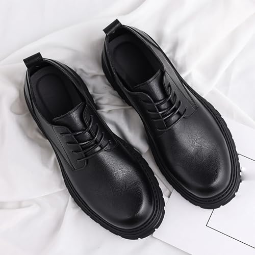 Men's Chunky Leather Big Toe Dress Casual Shoes with Thick Anti-Slip Sole, Business Winter Work Shoes, Comfortable & Breathable Low-Cut Oxford Shoes for Men2