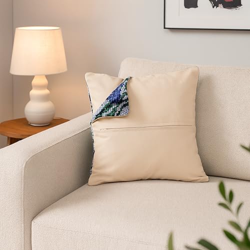 Image of Thea Gouverneur Cushion Back Kit with Zipper - Beige - for Any 16x16 Inch (40x40cm) Cushion- Cross Stitch Creations - Embroidery - Embroidery Kit for Adults - 23.5999