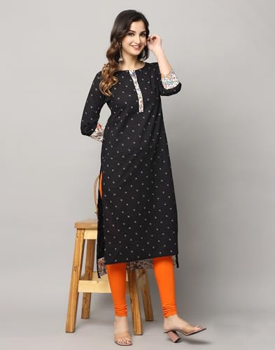 Image of Front Placket Round Neck Kurta with A Patch on Sleeve