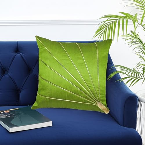 Image of Noor Silk Cushion Covers Pack of 7 | 16x16 Inches, Green