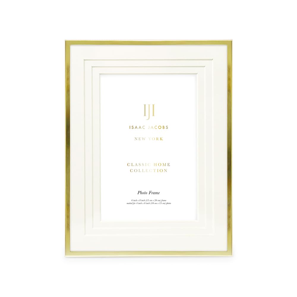 Isaac Jacobs 7x9 Gold Metal Picture Frame (Matted For 5x7 Photos) - Tabletop Or Wall Display, Home & Office Décor