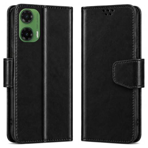 Image of SBMS Flip Cover for Motorola Moto G35 5G Back Cover Case with Magnatic Closure | Inbuilt Stand | Card & Money Pocket (Black)