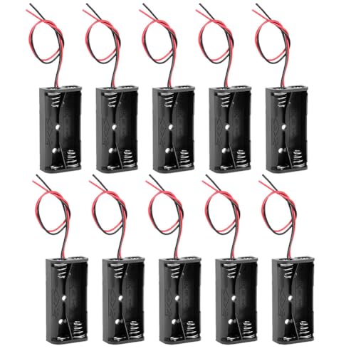 JWISLAND (Pack of 10) AAA Battery Holder, 2 x1.5V AAA Battery Holder with Leads, AAA Battery Holder with Wires for 2 Cell