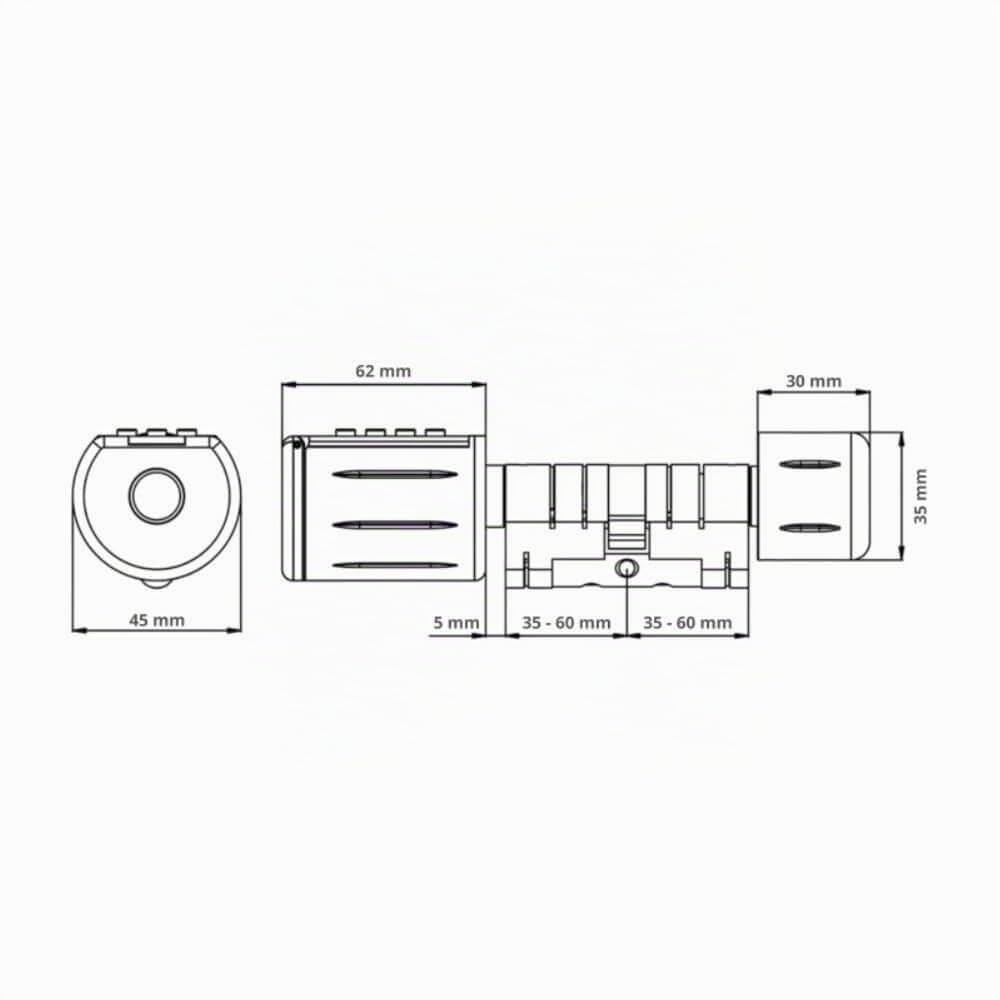 LOCKY-6 V3 Cylindre connecté étanche IP65 pour extérieur à Empreinte digitale, Code, Badge, Application Smartphone, Bluetooth
