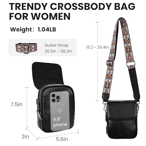 Image of HESHE Small Leather Crossbody Bag for Women RFID Phone Purse with Card Slot