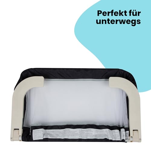 Safety 1st Portable Bed Rail, zusammenklappbares Bettgitter, Rausfallschutz, Reise, 18 M.–5J., tragbares Bettschutzgitter, Netzgewebe, leicht montierbar, automatische Sperre, leicht tragbar, Dark Grey