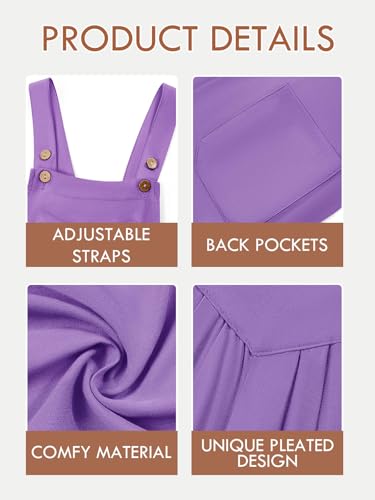 Image of Haloumoning Girls Overalls Kids Casual Sleeveless Wide Leg Jumpsuit Loose Rompers with Pockets 5-14 Years